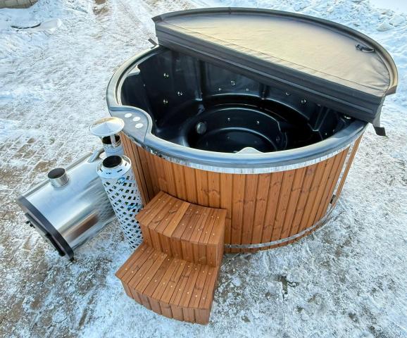 Badefass / hot tub mit externem holzofen