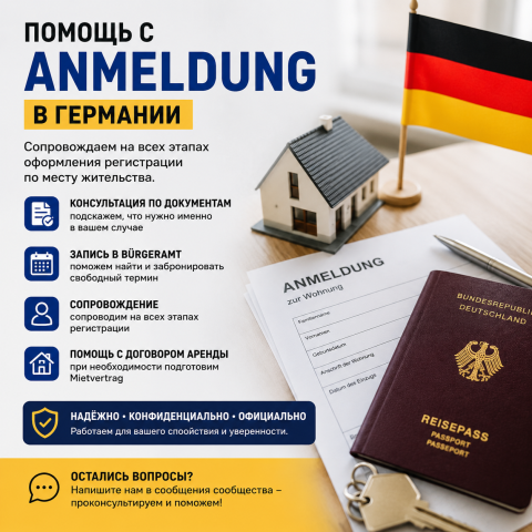 Сделаем прописку (anmeldung) в берлине и других городах германии! Предоставим договор аренды